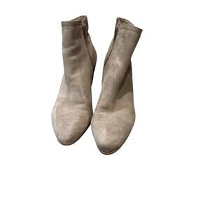 Aldo Women’s Tan Suede Ankle Booties Size 10 Pointed Toe Block Heel